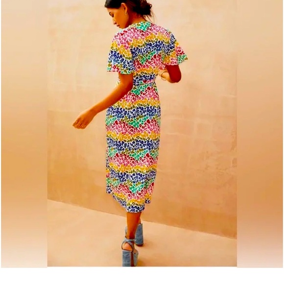 Never Fully Dressed Colorful Midi Wrap Dress - Picture 2 of 5